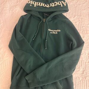 Vintage Early 2000s Abercrombie & Fitch Forest Green Zip-Up Sweater